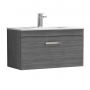 Nuie Athena Wall Hung 1-Drawer Vanity Unit with Basin-2 800mm Wide - Anthracite Woodgrain