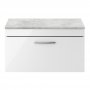 Nuie Athena Wall Hung 1-Drawer Vanity Unit with Grey Worktop 800mm Wide - Gloss White