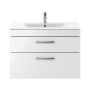 Nuie Athena Wall Hung 2-Drawer Vanity Unit with Basin-2 800mm Wide - Gloss White