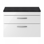 Nuie Athena Wall Hung 2-Drawer Vanity Unit with Sparkling Black Worktop 800mm Wide - Gloss White