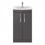 Nuie Athena Floor Standing 2-Door Vanity Unit with Basin-4 500mm Wide - Gloss Grey