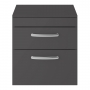 Nuie Athena Wall Hung 2-Drawer Vanity Unit and Worktop 500mm Wide Gloss Grey