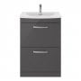 Nuie Athena Floor Standing 2-Drawer Vanity Unit with Basin-4 600mm Wide - Gloss Grey