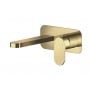 Nuie Binsey 2-Hole Wall Mounted Basin Mixer Tap with Plate - Brushed Brass