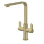 Nuie Churni Mono Kitchen Sink Mixer Tap Dual Lever Handle - Brushed Brass