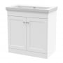 Nuie Classique Floor Standing 2-Door Vanity Unit with Classic Basin 800mm Wide Satin White - 0 Tap Hole