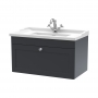 Nuie Classique Wall Hung 1-Drawer Vanity Unit with Traditional Basin 800mm Wide Satin Anthracite - 1 Tap Hole