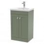 Nuie Classique Floor Standing 2-Door Vanity Unit with Basin-1 500mm Wide - Satin Green