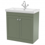 Nuie Classique Floor Standing 2-Door Vanity Unit with Basin 800mm Wide Satin Green - 1 Tap Hole