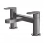 Nuie Cyprus Fluted Pillar Mounted Bath Filler Tap - Brushed Pewter