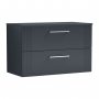 Nuie Deco Wall Hung 2-Drawer Vanity Unit with Worktop 800mm Wide - Satin Anthracite