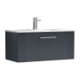 Nuie Deco Wall Hung 1-Drawer Vanity Unit with Basin-2 800mm Wide - Satin Anthracite