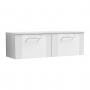 Nuie Deco Wall Hung 2-Drawer Vanity Unit with Worktop 1200mm Wide - Satin White