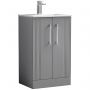 Nuie Deco Floor Standing 2-Door Vanity Unit with Basin-2 500mm Wide - Satin Grey