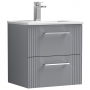 Nuie Deco Wall Hung 2-Drawer Vanity Unit with Basin-2 500mm Wide - Satin Grey