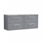 Nuie Deco Wall Hung 4-Drawer Vanity Unit with Bellato Grey Worktop 1200mm Wide - Satin Grey