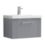 Nuie Deco Wall Hung 1-Drawer Vanity Unit with Basin-3 600mm Wide - Satin Grey