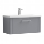 Nuie Deco Wall Hung 1-Drawer Vanity Unit with Basin-1 800mm Wide - Satin Grey