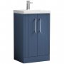 Nuie Deco Floor Standing 2-Door Vanity Unit with Basin-3 500mm Wide - Satin Blue