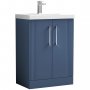 Nuie Deco Floor Standing 2-Door Vanity Unit with Basin-3 600mm Wide - Satin Blue