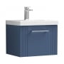 Nuie Deco Wall Hung 1-Drawer Vanity Unit with Basin-3 500mm Wide - Satin Blue