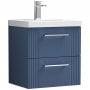 Nuie Deco Wall Hung 2-Drawer Vanity Unit with Basin-3 500mm Wide - Satin Blue