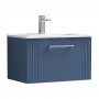 Nuie Deco Wall Hung 1-Drawer Vanity Unit with Basin-4 600mm Wide - Satin Blue