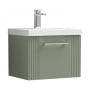 Nuie Deco Wall Hung 1-Drawer Vanity Unit with Basin-3 500mm Wide - Satin Green