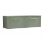 Nuie Deco Wall Hung 2-Drawer Vanity Unit with Worktop 1200mm Wide - Satin Green