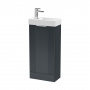 Nuie Deco Compact Floor Standing 1-Door Vanity Unit with Basin 400mm Wide - Satin Anthracite