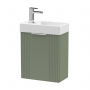 Nuie Deco Compact Wall Hung 1-Door Vanity Unit with Basin 400mm Wide - Satin Green
