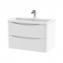 Nuie Lunar Wall Hung 2-Drawer Vanity Unit with Polymarble Basin 800mm Wide - Satin White