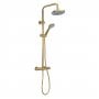 Nuie Arvan Round Thermostatic Bar Mixer Shower with Shower Kit and Fixed Head - Brushed Brass