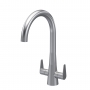 Nuie Samir Mono Kitchen Sink Mixer Tap Dual Lever Handle - Brushed Nickel