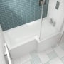 Nuie Square L-Shaped Shower Bath 1500mm x 700mm/850mm - Right Handed