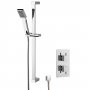 Nuie Twin Square Thermostatic Concealed Shower Valve with Slider Rail Kit - Chrome