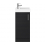 Nuie Vault Floor Standing 1-Door Vanity Unit with Basin 400mm Wide - Charcoal Black Woodgrain