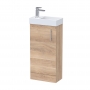 Nuie Vault Floor Standing 1-Door Vanity Unit with Basin 400mm Wide - Bleached Oak