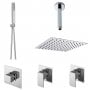 Nuie Windon Thermostatic Concealed Mixer Shower with Shower Handset + Fixed Head and Stop Taps