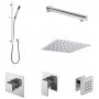 Nuie Windon Thermostatic Concealed Mixer Shower with Shower Kit + Fixed Head Stop Tap and Body Jet