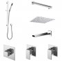 Nuie Windon Thermostatic Concealed Mixer Shower with Shower Kit + Fixed Head Stop Tap and Bath Spout