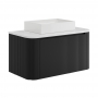 Orbit Linea Curve 1-Drawer Wall Hung Vanity Unit and Worktop with Basin 900mm Wide - Matte Black