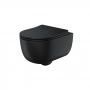 Orbit Riviera Round Rimless Wall Hung Toilet Pan with Soft Close Seat - Matte Black