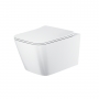 Orbit Riviera Square Rimless Wall Hung Toilet Pan with Soft Close Seat - Gloss White