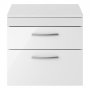 Nuie Athena Wall Hung 2-Drawer Vanity Unit and Worktop 600mm Wide - Gloss White