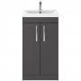 Nuie Athena Floor Standing 2-Door Vanity Unit with Basin-1 500mm Wide - Gloss Grey