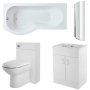 Nuie Eden Complete Furniture Bathroom Suite with P-Shaped Shower Bath 1700mm - Left Handed
