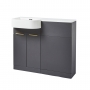 Prestige Fusion Left Handed 2 Door Combination Unit with P Shape Basin 1010mm Wide - Matt Dark Grey