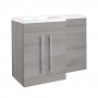 Prestige Matrix Left Handed 2 Door Combination Unit with L Shape Basin 1100mm Wide - Silver Oak