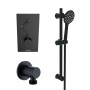 Prestige Nero Round Option 3 Thermostatic Concealed Shower Valve with Adjustable Slide Rail Kit - Matt Black